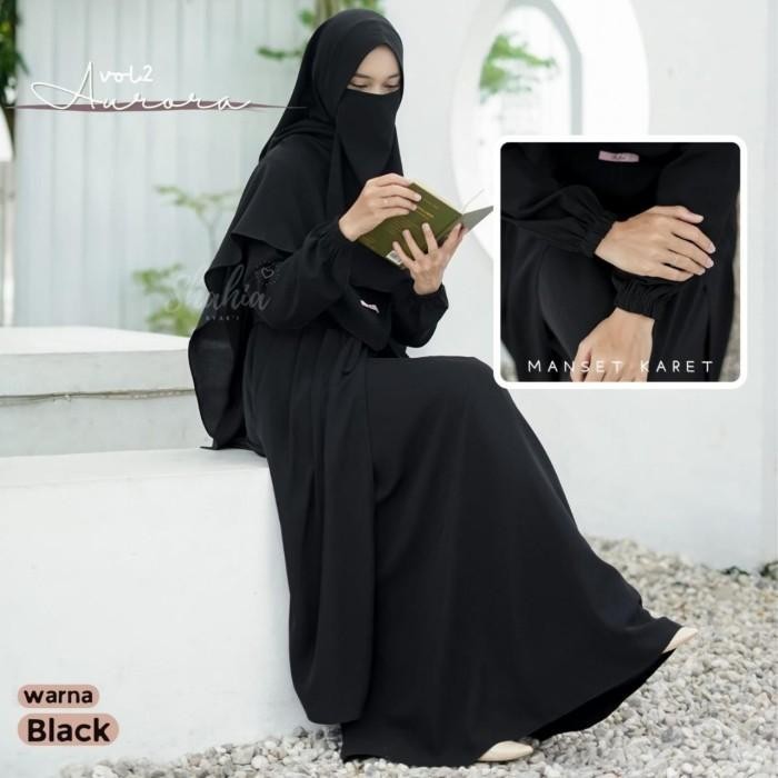 Aurora Set By Shahia Gamis Set Khimar Cadar Jumbo Polos Murah Bagus