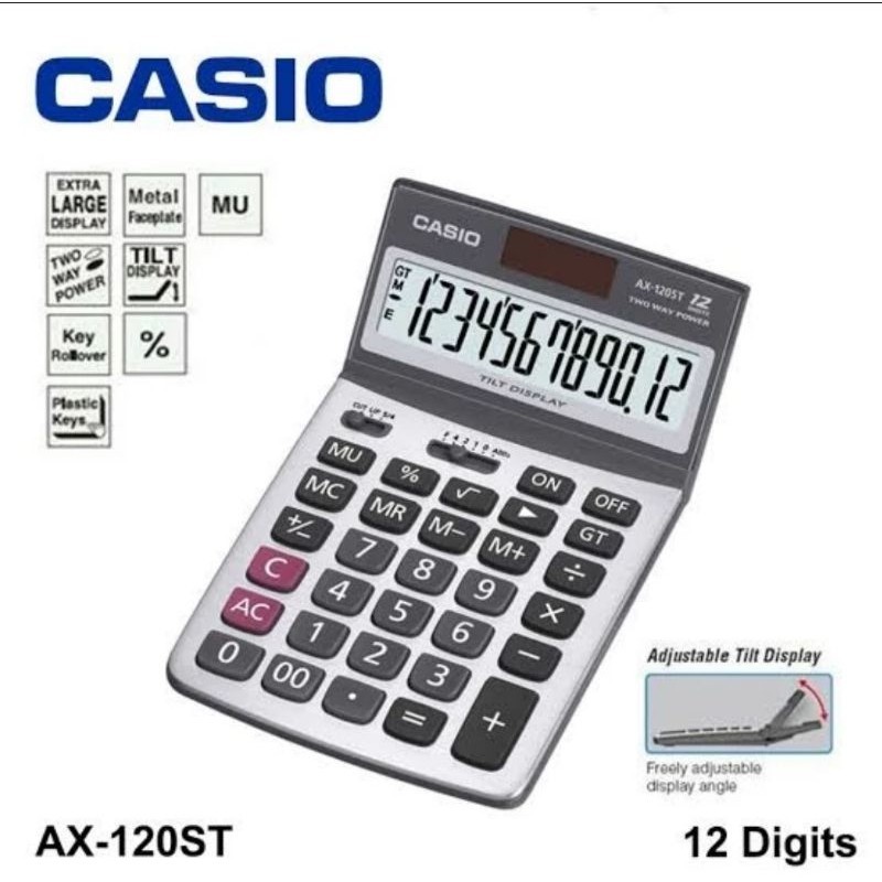 

CASIO AX 120ST KALKULATOR TILT EXTRA LARGE DISPLAY
