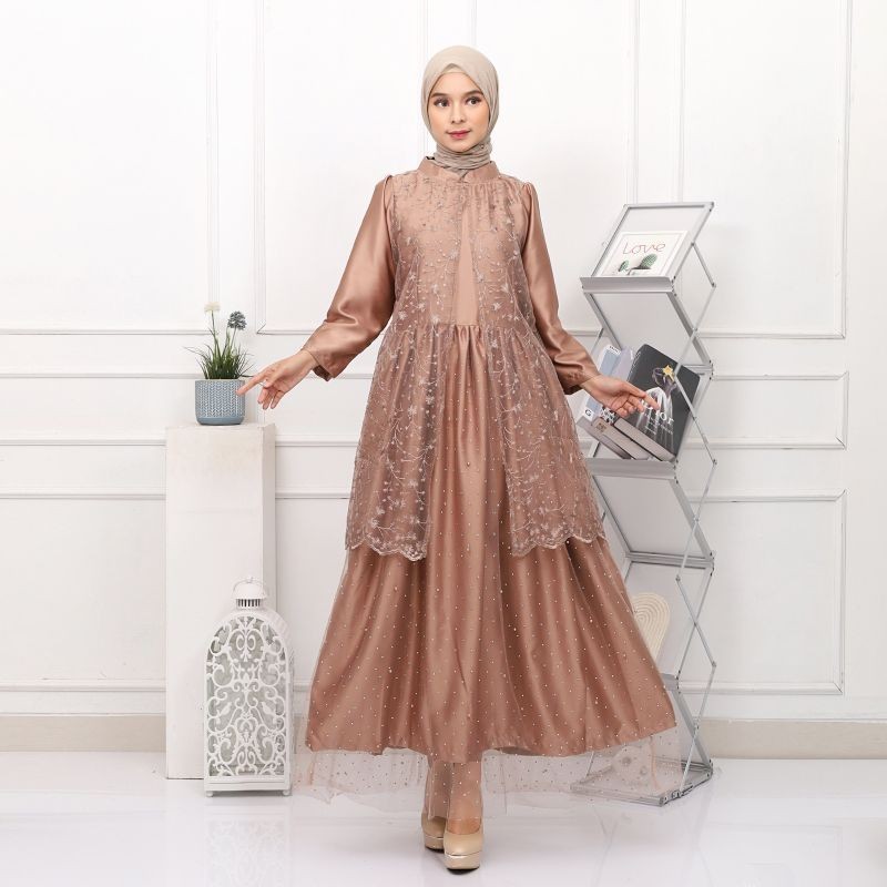 Maxi Nazwa Long Dress Brukat Tile Mutiara Gaun Pesta Allsize