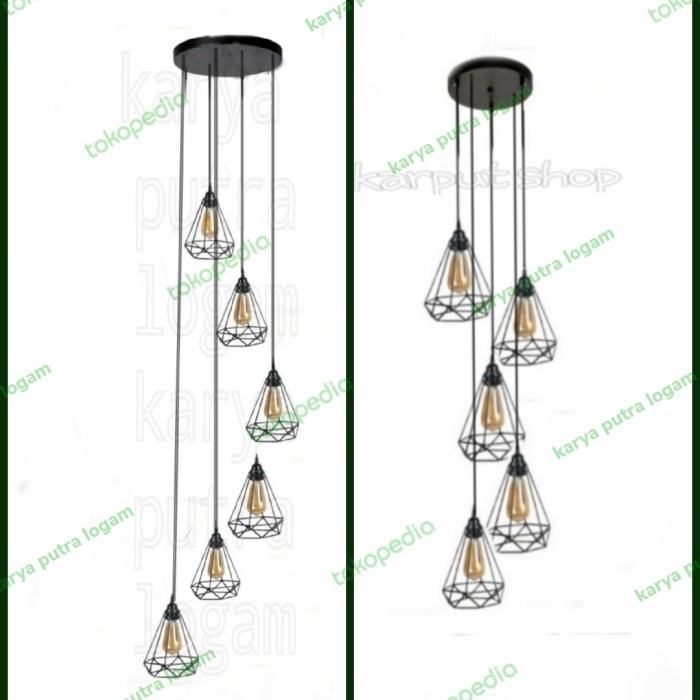 Lampu Gantung Diamond 6In1 Lampu Hias Gantung Tangga