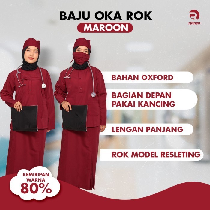 Terlaris Seragam Setelan Oka Rok / Baju Operasi / Baju Perawat /Seragam Oka Rok Promo Terbaru
