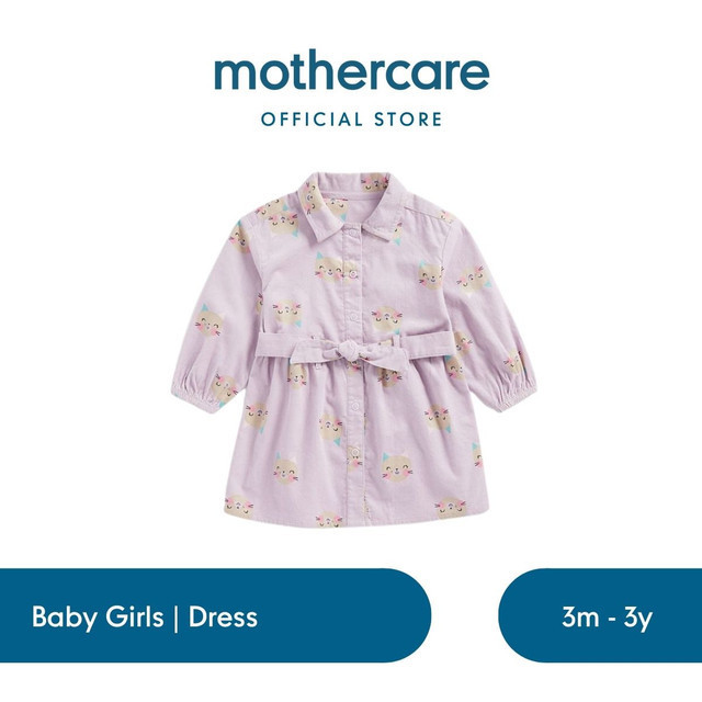 Mothercare Lilac Cat Cord Shirt Dress - Dress Bayi Perempuan (Ungu)