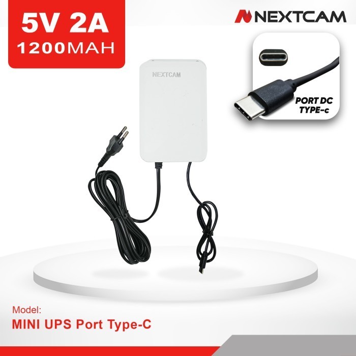Baru NEXTCAM Smart Portable Mini UPS 5V2A Adaptor UPS 5Volt CCTV USB-C