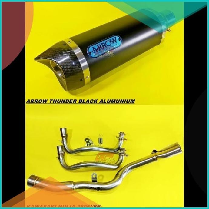 Knalpot Arrow Thunder Black Alumunium Fullsystem Ninja 250 250fi Z250