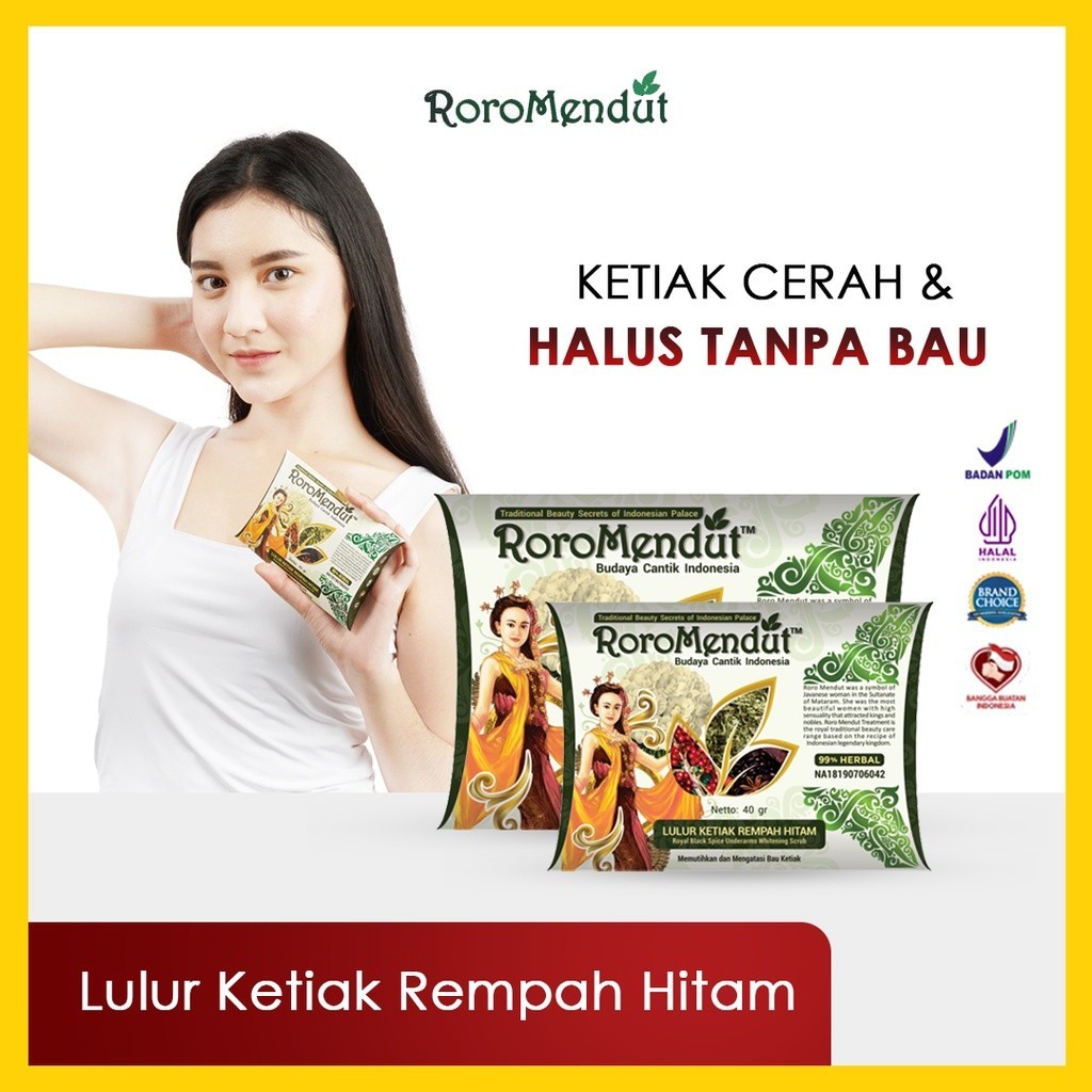 𝐑𝐎𝐑𝐎 𝐌𝐄𝐍𝐃𝐔𝐓 Lulur Pemutih Ketiak Rempah Hitam | Herbal Underarm Whitening Axillary Brightening Memut
