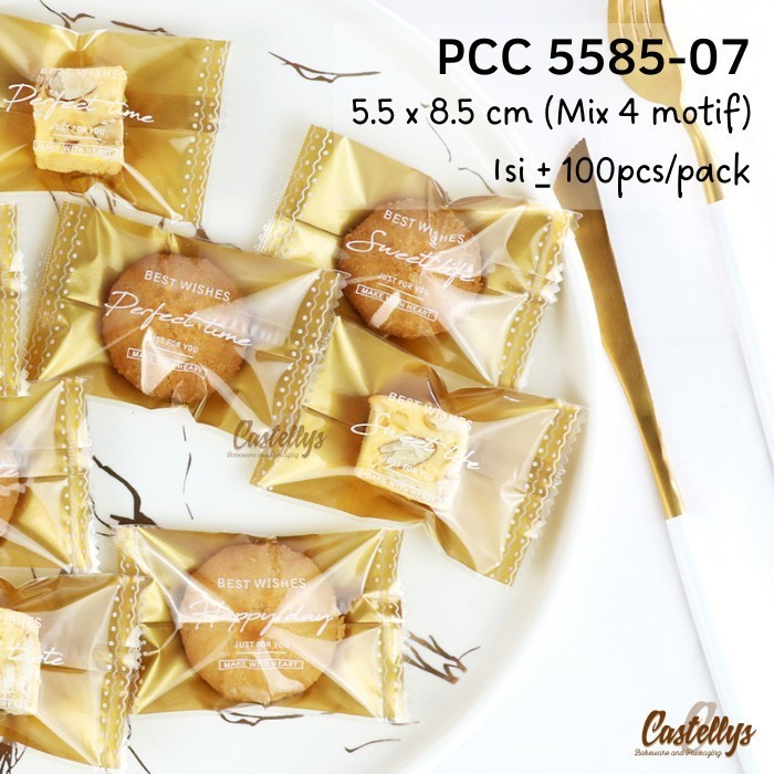 

siap kirim] Plastik Cookies PCC 5585-07 Gold Nastar Kue Kering Biskuit Snack dll