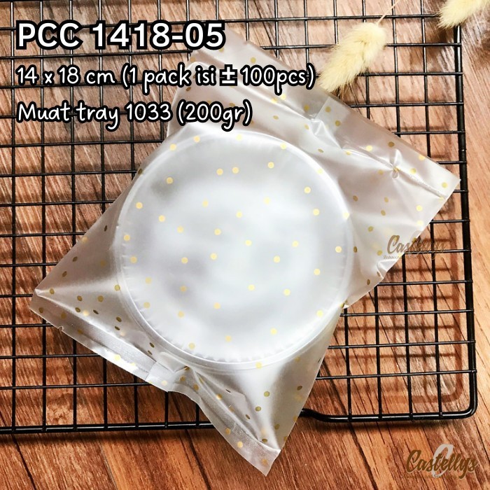 

] Plastik Mooncake 200gr PCC 1418-05 Gold Polkadot Kue Bulan Pia Cookies