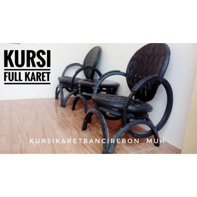 KURSI KARET BAN FULL SET [2 KURSI + 1 MEJA] - untuk KURSI TAMAN OUTDOOR, ROOFTOP, WARUNG KOPI & PEMA