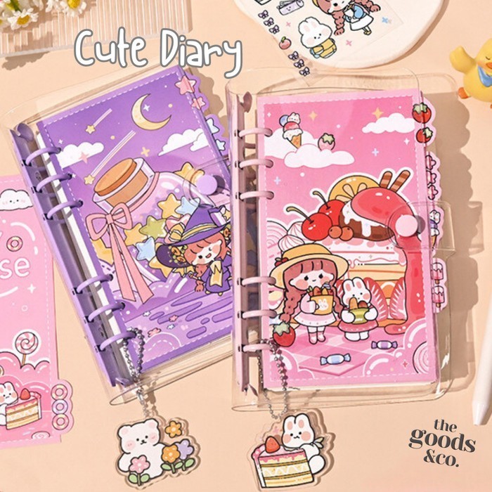 Cute Diary Journal Korea Style Binder Diary Set Lengkap Kertas A6 Buku HOT PROMO