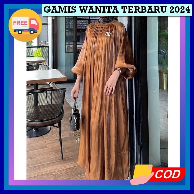 Baju Gamis Remaja Korean Style Dres Kondangan Perempuan Muslimah Bsju Driss Pesta Cewek Impor Premiu