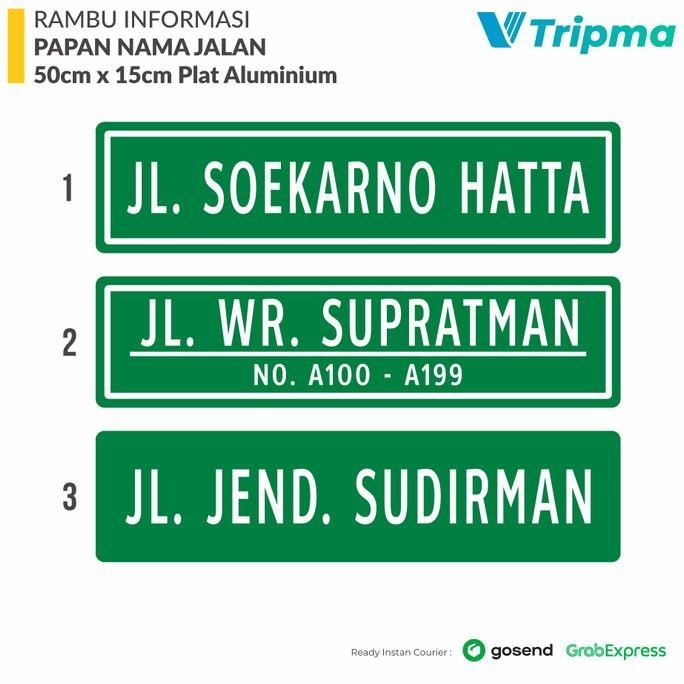 

Rambu Nama Jalan / Papan Nama Jalan 50cm x 15cm Plat Alumunium