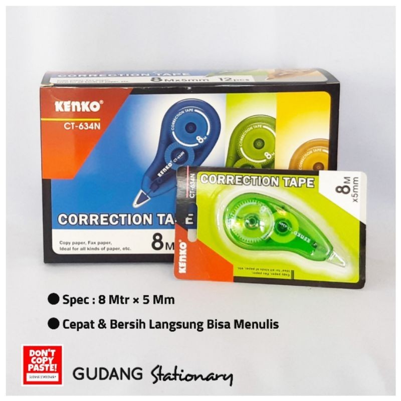 

Correction Tape 8 M X 5 Mm Kenko [ Isi 12 Pcs ]
