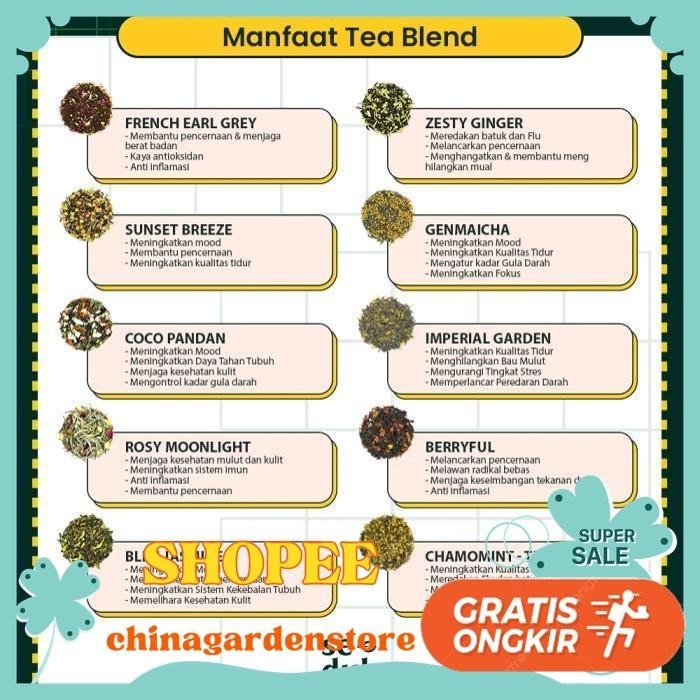 

BLEU JASMINE TEA BLEND - TEH HIJAU BLUE PEA JASMINE GREEN TEA 250 GRAM DIJAMIN GRATIS ONGKIR