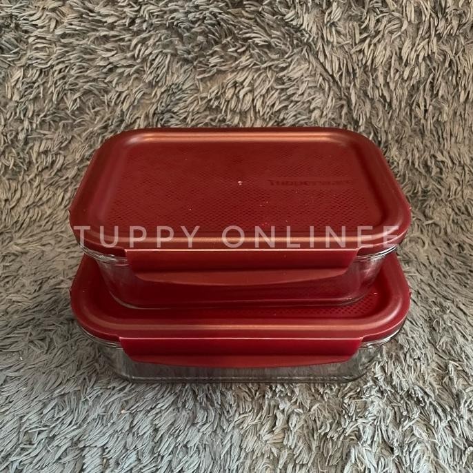 Promo Tupperware Premiaglass Set - Maroon Toples