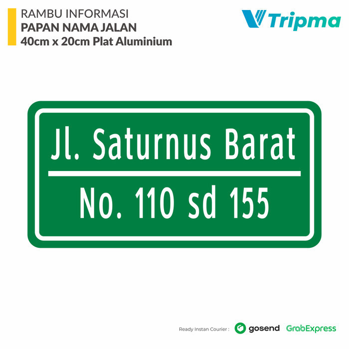 

Ready Rambu Nama Jalan / Papan Nama Jalan 20cm x 40cm Plat Alumunium
