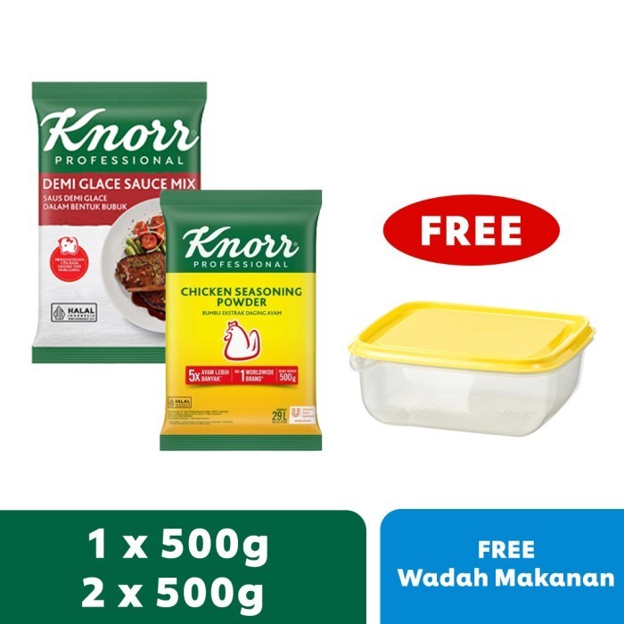 

Knorr Chicken 500G (X2) + Demiglace 500G (X1) Free Food Container 0.6L