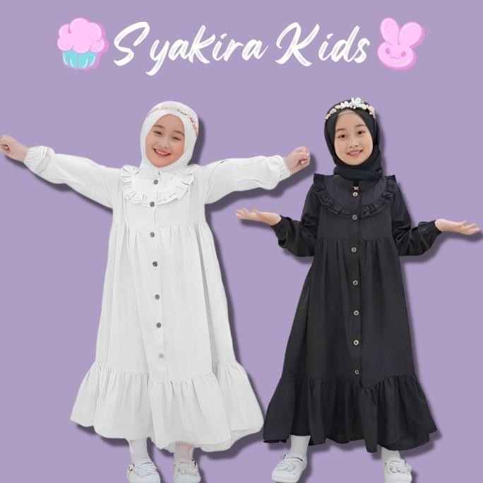 Gamis Putih Anak Perempuan Bahan Crinkle Airflow / Gamis Hitam Crinkle