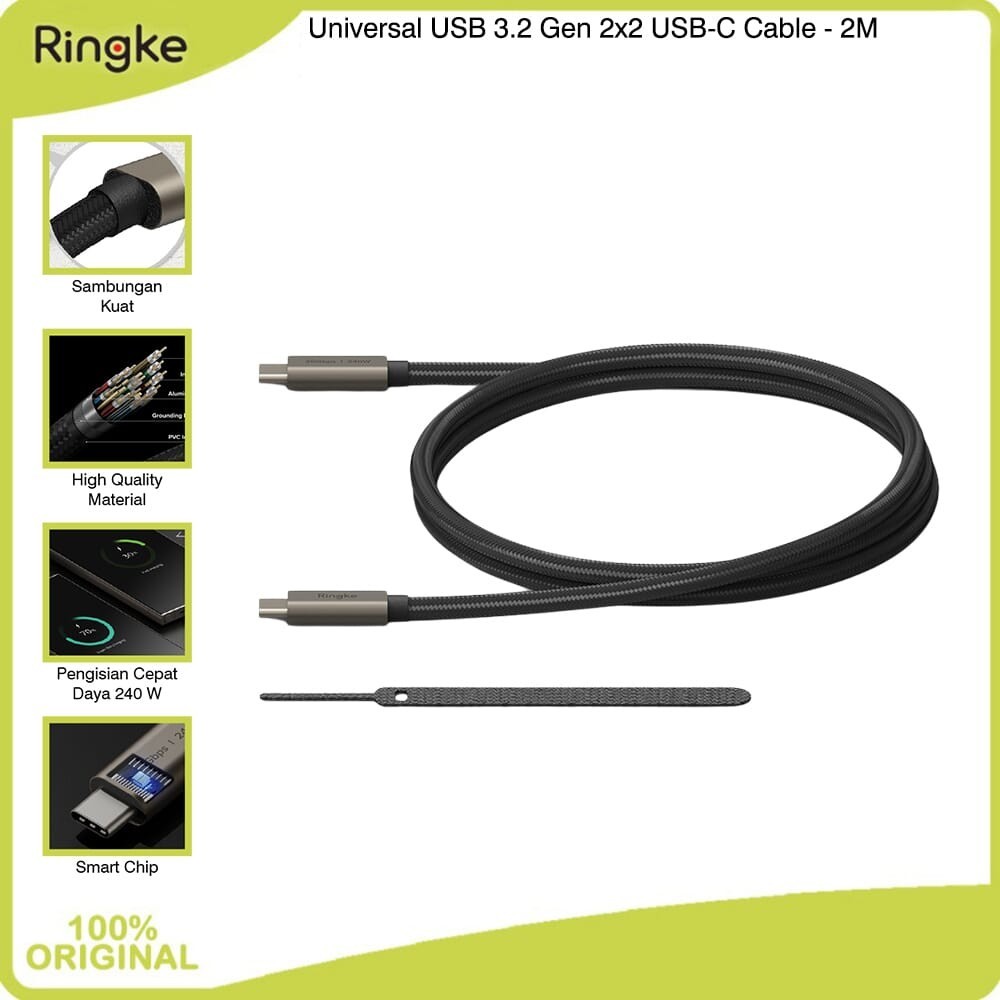 Ringke Universal USB 3.2 Gen2 USB-C to Type-C 2M Kabel Data Braided