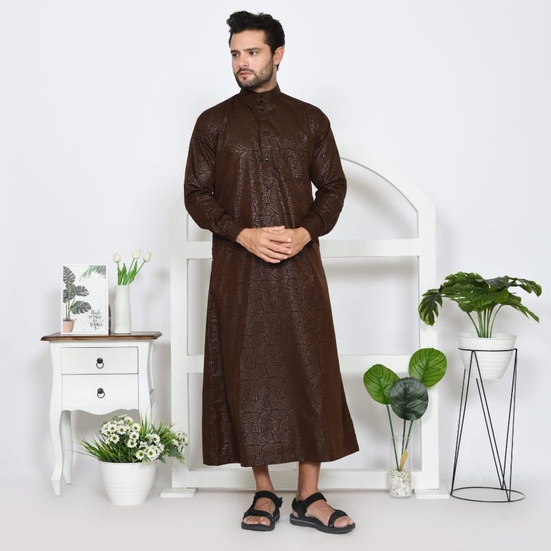 jubah pria gamis motif emboss mewah/jubah embos pria dewasa/baju gamis pria