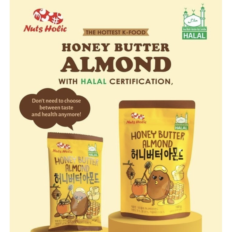 

NUTS HOLIC HONEY BUTTER ALMOND 180 GR KACANG ALMOND LAPIS MADU KOREA