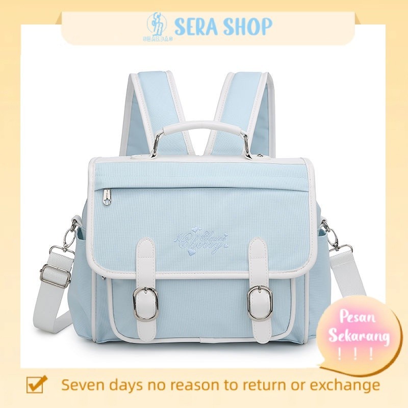 

♧﹍Sera Asli Saus Ceri Selatan Yijin Jepang dan Korea Selatan 3way Seragam Ransel Diagonal Tas Tas Bahu Portabel Tas Kampus