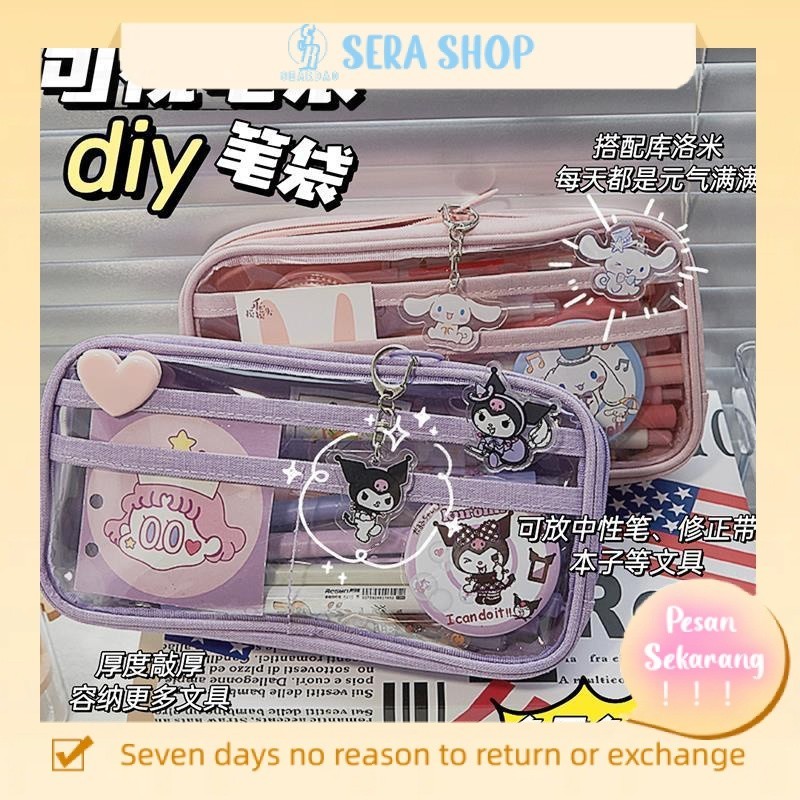 

✖☃Sera Sera Pensil Case Liontin Sanrio Multi-Lapisan Transparan Sederhana Gaya Jepang Nilai Tinggi Tempat Pensil Kapasitas Besar Tas Alat Tulis