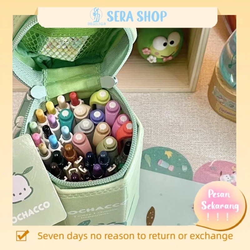 

✺Sera Sera Sanrio ritsleting heksagonal vertikal tempat pensil untuk siswa khusus niche non-tabrakan lucu gadis jantung tas alat tulis