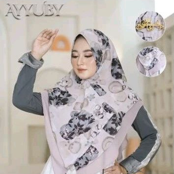 Hijab Instan Floren original Ayyuby/Jilbab Instan Ceruty Babydoll Motif