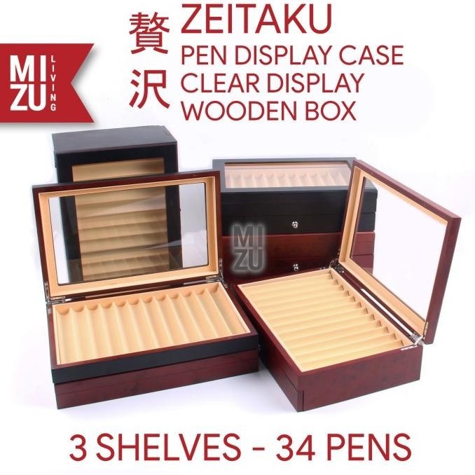 

Mizu Zeitaku 34 Fountain Pen Display Case Wooden Box Storage Kotak Pen