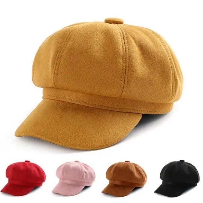 Topi Baret Topi Gurita Topi Pelukis Versi Korea Wanita Pria Impor