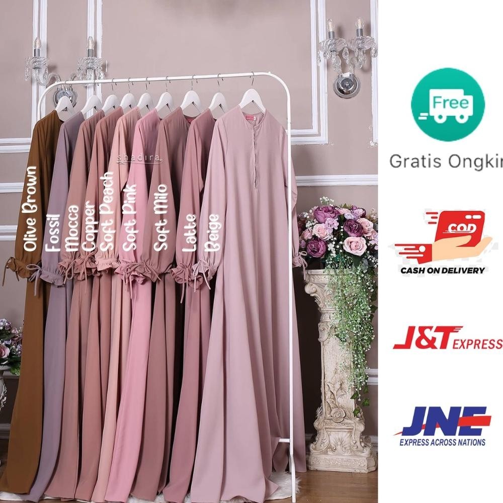 READY STOK Rafeeqa Dress by Shadira gamis syar'i bahan wolfis, gamis polos, gamis mayung, gamis shad