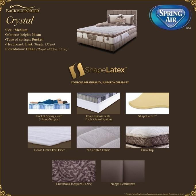 Spring Air Kasur Springbed Crystal - Full Set 180x200