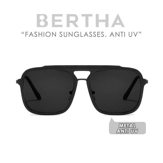 Kacamata Sunglasses Anti Uv Style Kotak Double Bridge Pria Wanita 3184