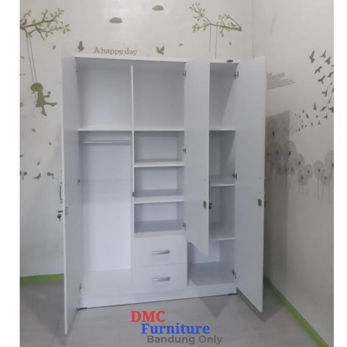 lemari baju putih 3 pintu lemari pakaian putih laci 2 cermin