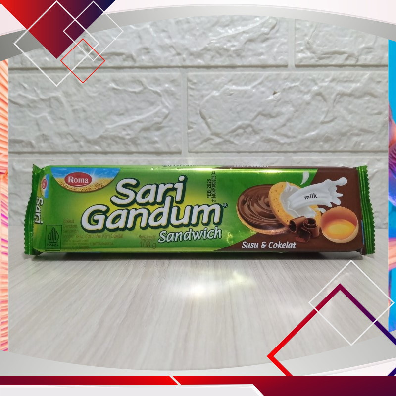 

Roma Biskuit Sari Gandum Sandwich Susu & Cokelat 108gr .