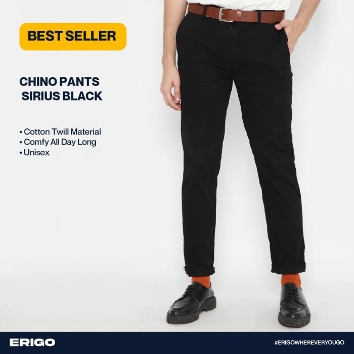 CELANA UNISEX ERIGO CHINO PANTS SIRIUS BLACK - SIRIUS BLACK,32