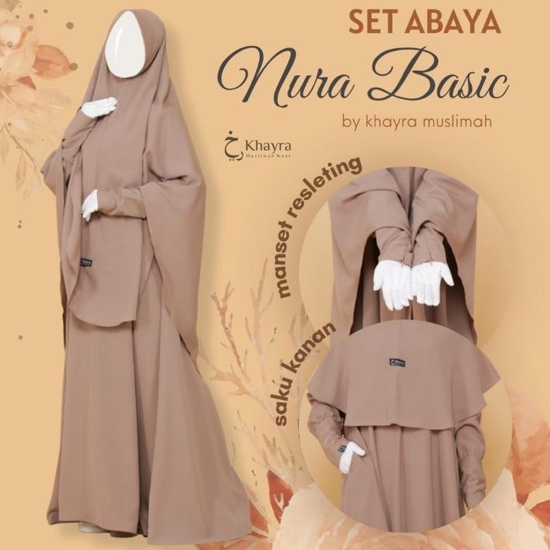 SET ABAYA BASIC NURA BY KHAYRA MUSLIMAH