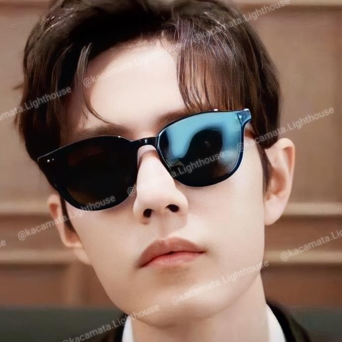 Kacamata Sunglass Hitam Pria Wanita Branded Bulat Llang