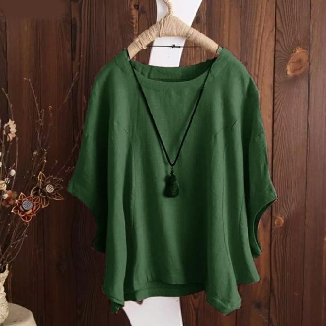 Atasan Batwing Jumbo Hijau [Baju Atasan Wanita 0140] Ta1A
