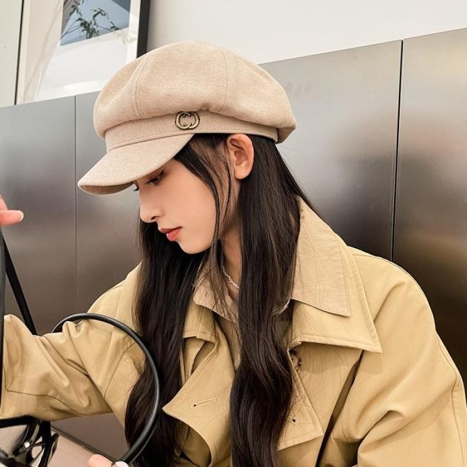 Topi Baret Oktagonal Gaya Korea/Inggris Untuk Wanita /Topi Fashion