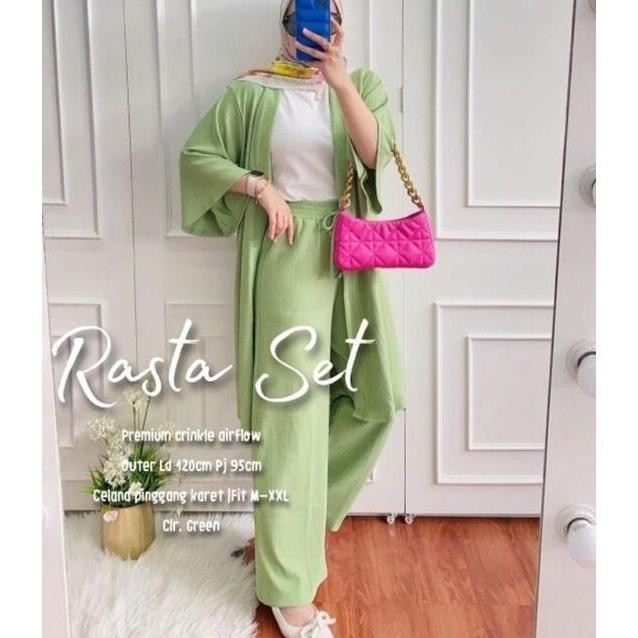 Kaleaoutfit - Setelan Outer Dan Celana Warna Fanta Fuchia Bahan Murah