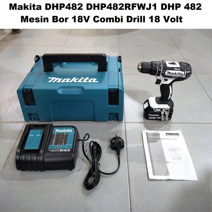 Makita DHP482 DHP482RFWJ1 DHP 482 Mesin Bor 18V Combi Drill 18 Volt