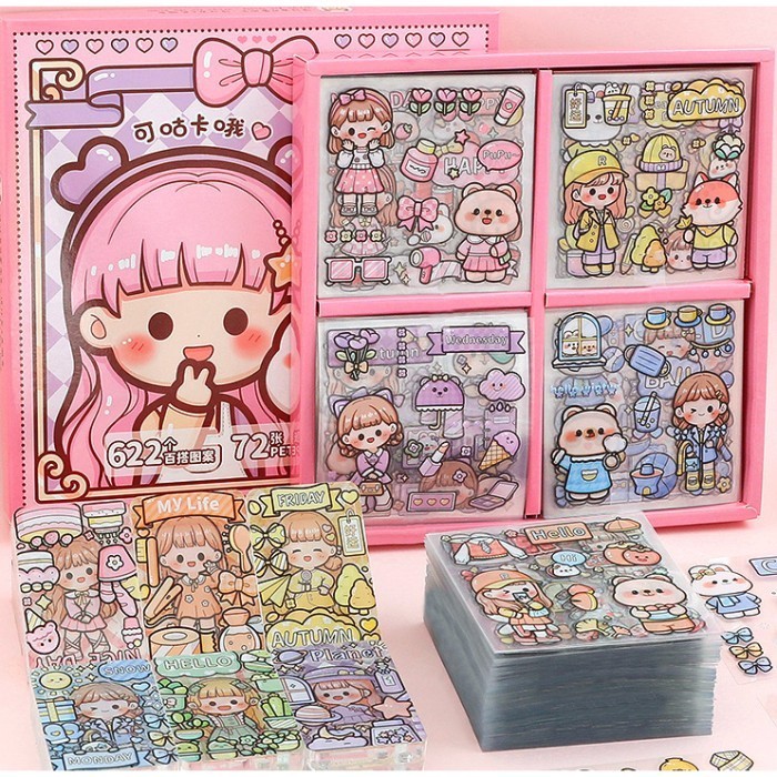 

(GASKEUN) Stiker Lucu Sticker Box Viral Dodogirl isi 72 Lembar Bening