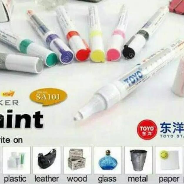 

(SKR) Grosir Spidol Ban Toyo Paint Marker Original Import Warna Warni : Silver Merah Putih Kuning Gold Biru Hitam