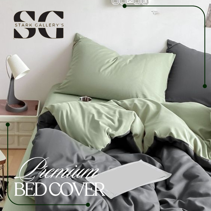 Bed cover set matcha mix abu muda sprei selimut 90x200 140x200 180x200