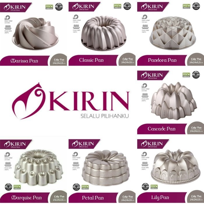 LOYANG KUE KIRIN CLASSIC PANDORA MARISSA PAN CAKE KIRIN CHAMPAGNE GOLD