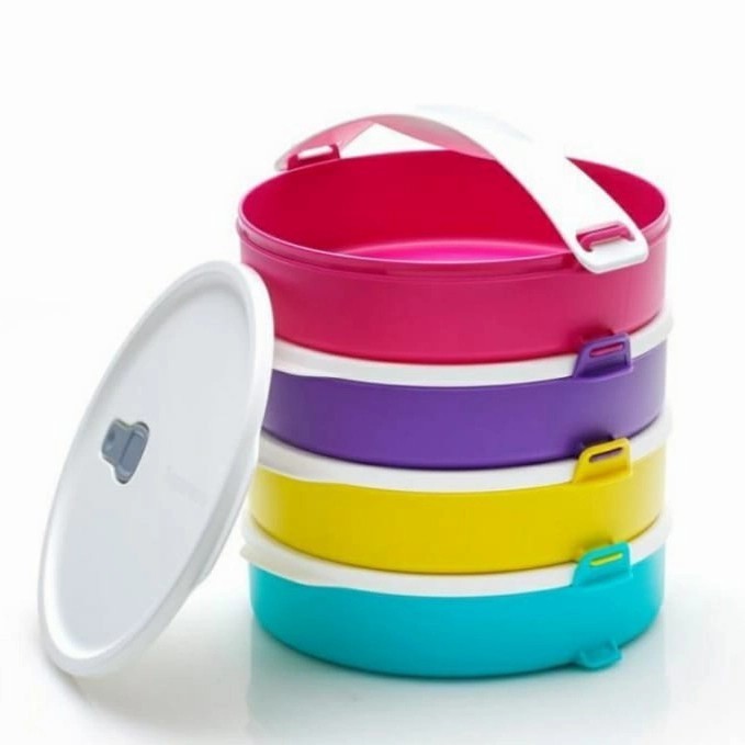 TERLARIS 100% ORIGINAL TUPPERWARE CLICK TO GO ROUND RANTANG 4 SUSUN