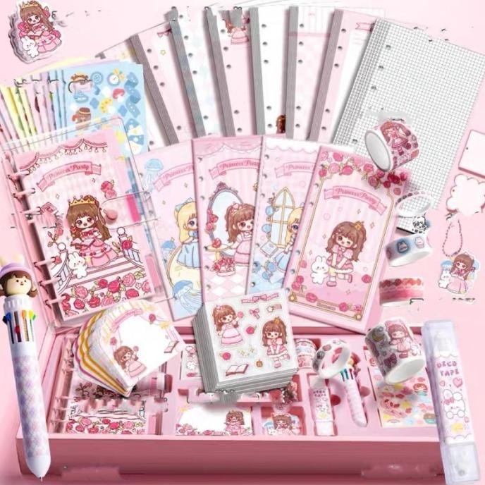 

NEW TERLARIS CUTE DIARY SET DJOURNAL BOOK BUKU JURNAL ANAK DENGAN DIY STICKER PACKING BAGUS