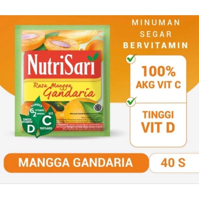 

NUTRISARI MANGGA GANDARIA 40 SASHET MINUMAN BUAH VITAMIN C & D ORIGINAL 100%