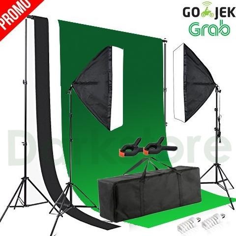 Paket Mini Studio Foto Background + Lampu